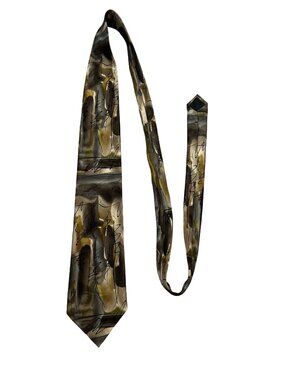 J Garcia Silk Tie Beaver Ties Collection 32 Abstract Brown Gold Black Vintage 90